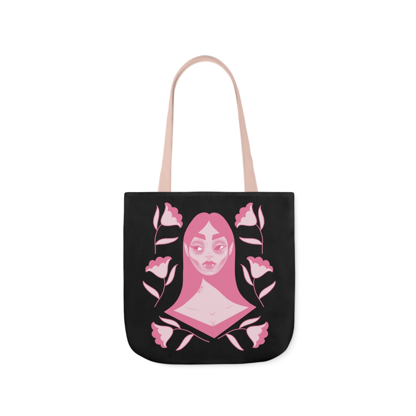 Bitten & Smitten Tote Bag / Pink Vamp Tote Bag / Pink Halloween Tote Bag / Polyester Canvas Tote Bag