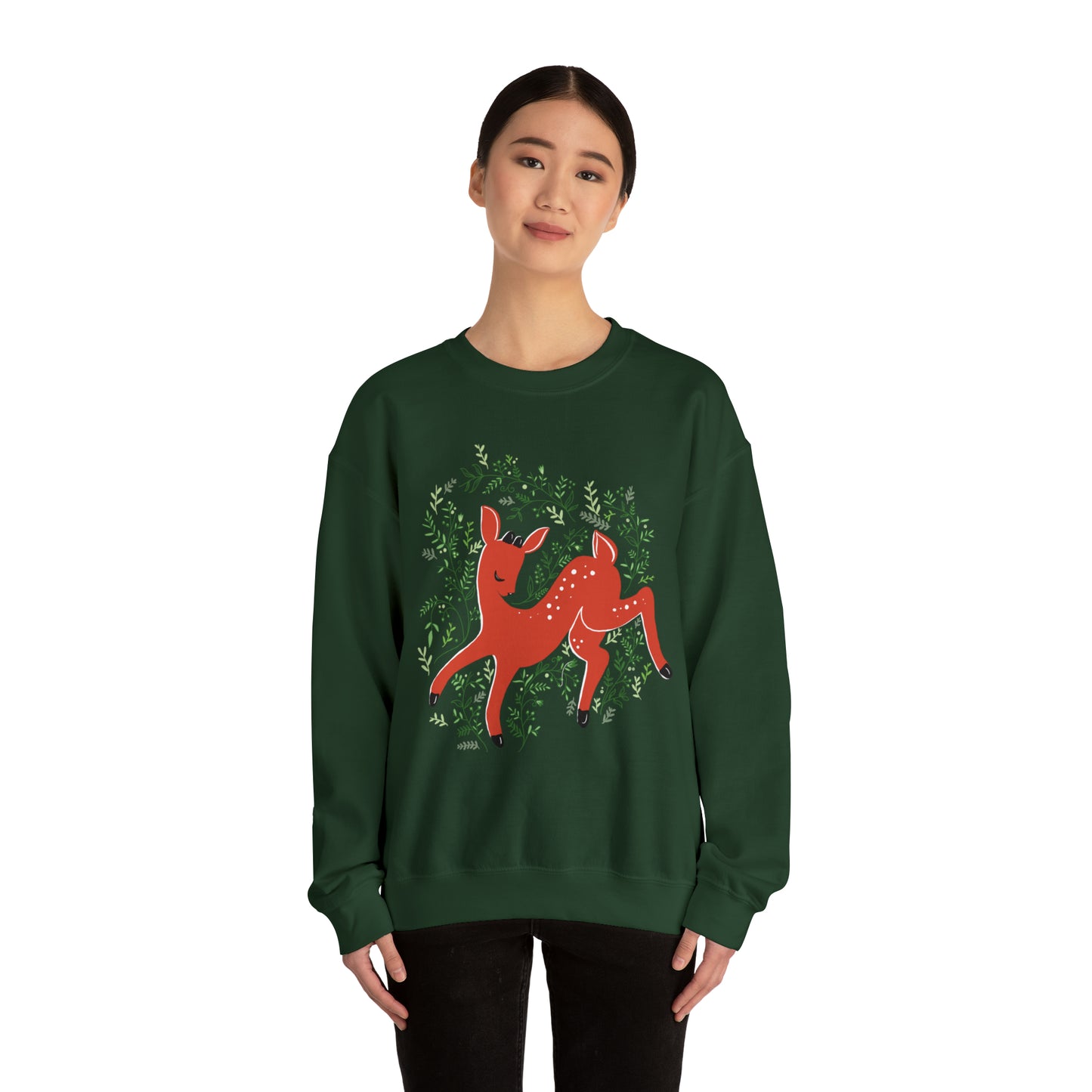Prancer Reindeer Crewneck Sweater / Christmas Deer Sweater