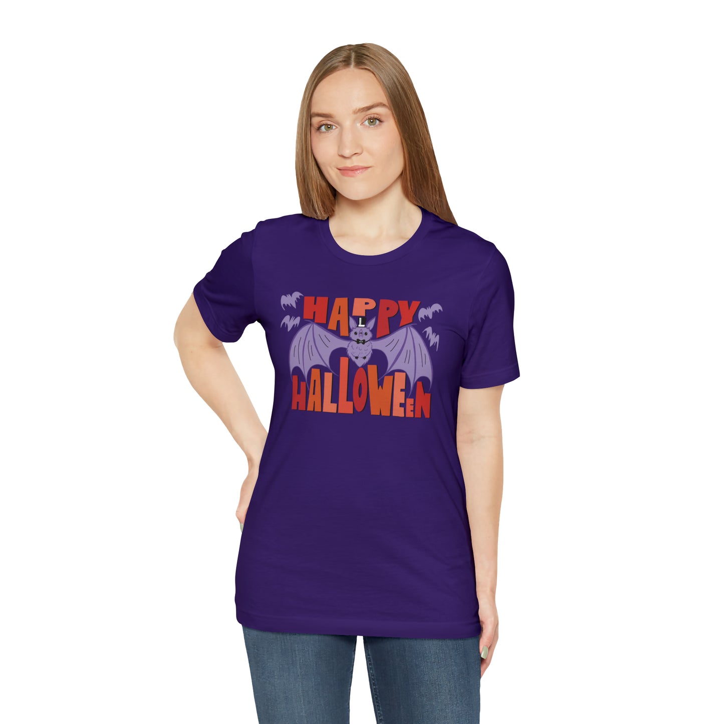 Purple Halloween Batty Shirt / "Happy Halloween" Shirt / Cute Halloween Shirt