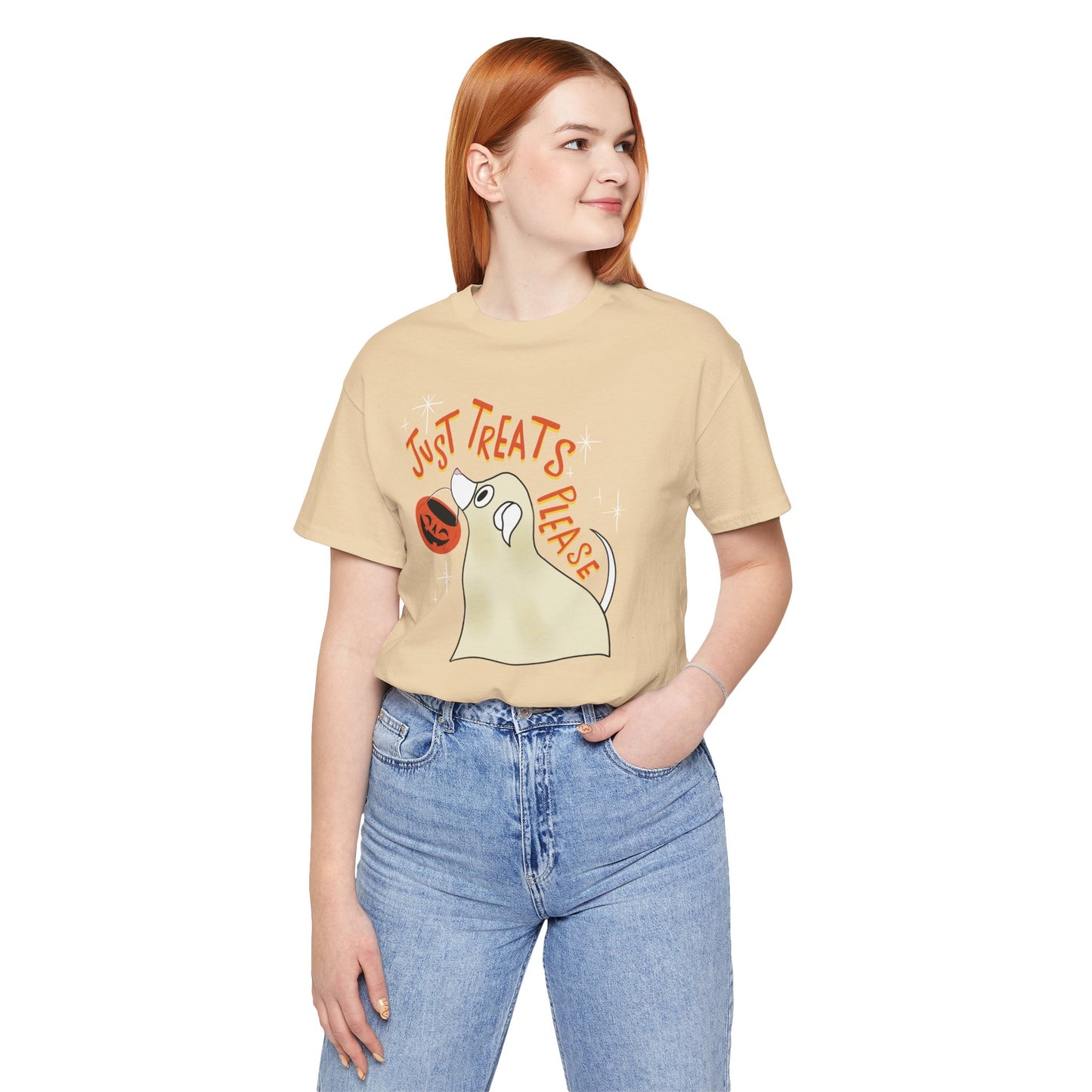 Just Treats Please! T-Shirt / Ghost Dog Shirt / Halloween T-Shirts
