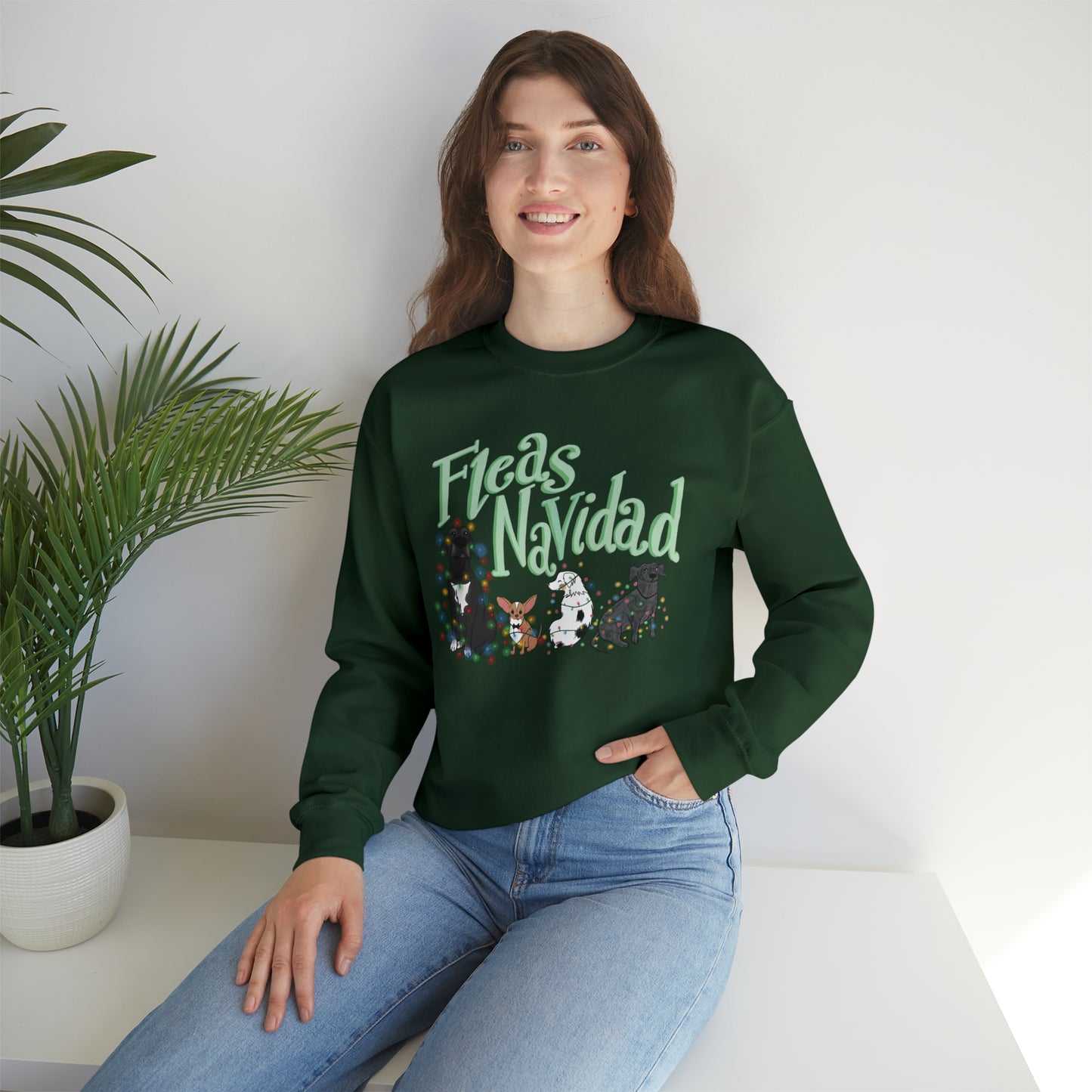 "Fleas Navidad" Crewneck Sweater / Cute Christmas Sweater / Feliz Navidad