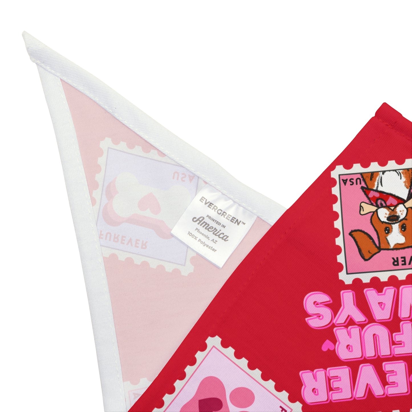 Valentine's Day Dog Bandana / Two Sizes Available / Pet Bandana / Always & Furever / Dog Valentine Stamp