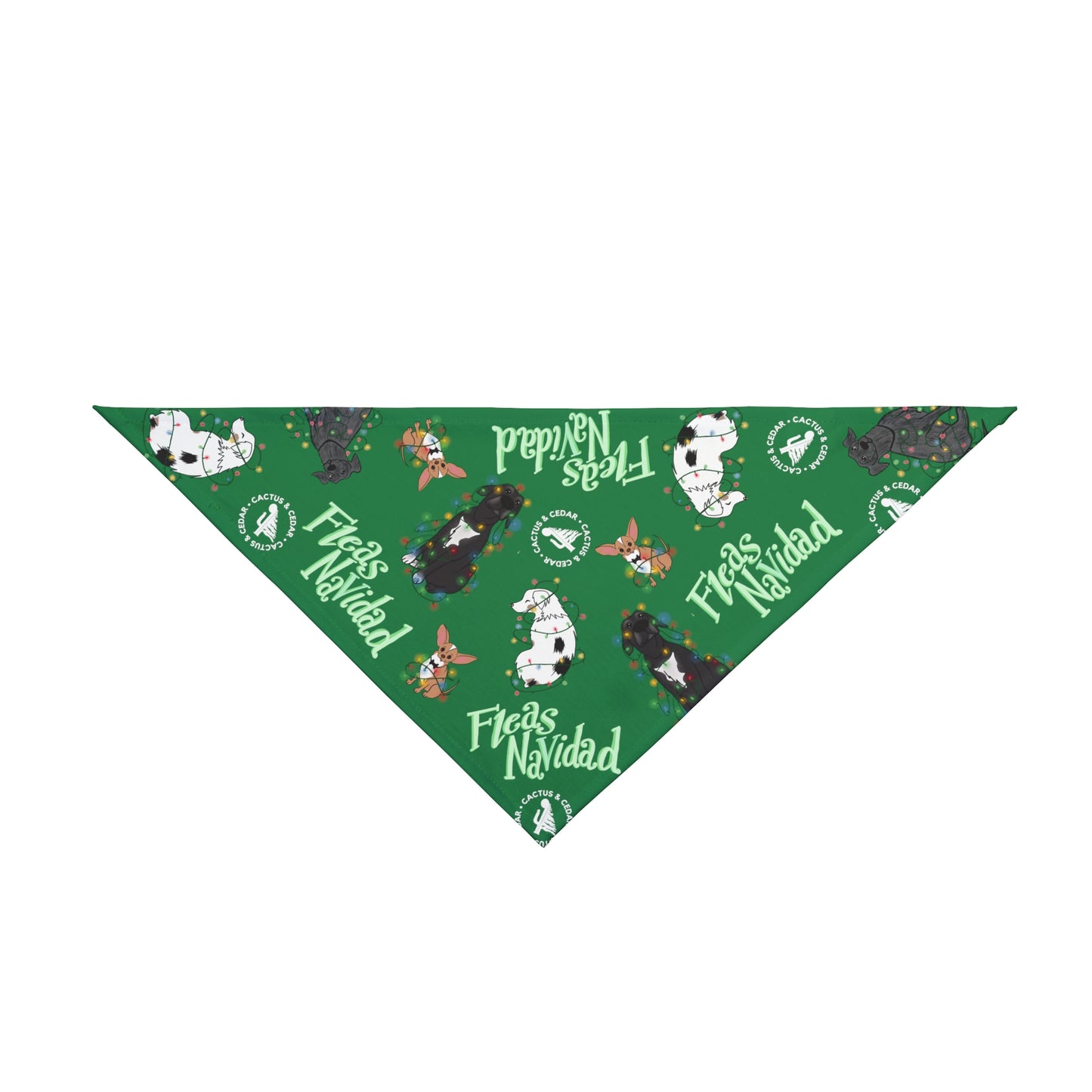 "Fleas Navidad" Dog Bandana / Two Sizes Available / Pet Bandana / Christmas Dog Scarf