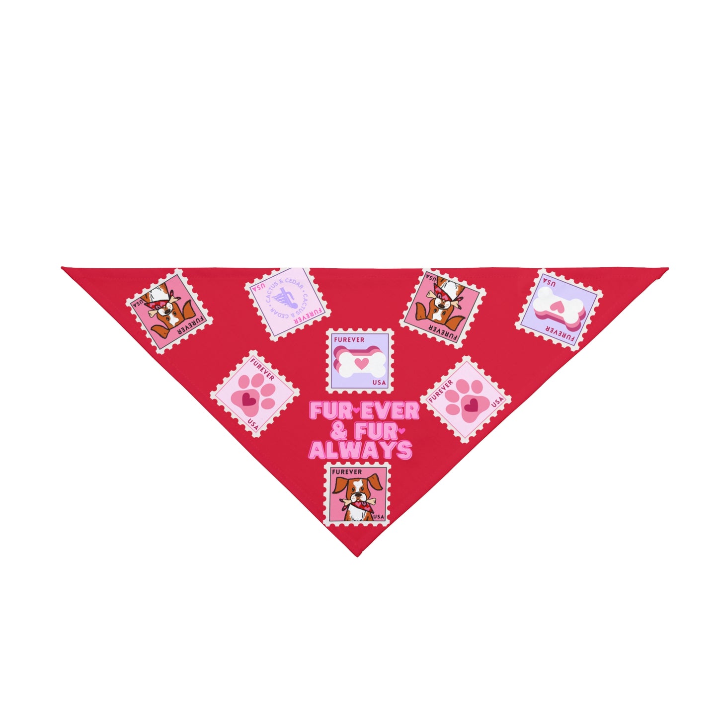 Valentine's Day Dog Bandana / Two Sizes Available / Pet Bandana / Always & Furever / Dog Valentine Stamp