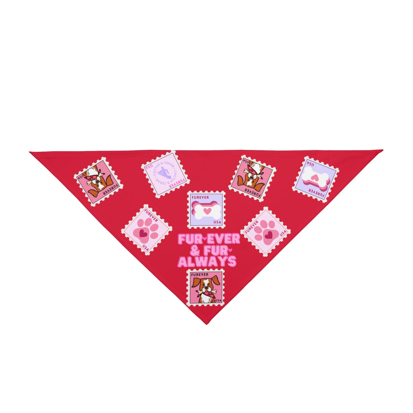 Valentine's Day Dog Bandana / Two Sizes Available / Pet Bandana / Always & Furever / Dog Valentine Stamp