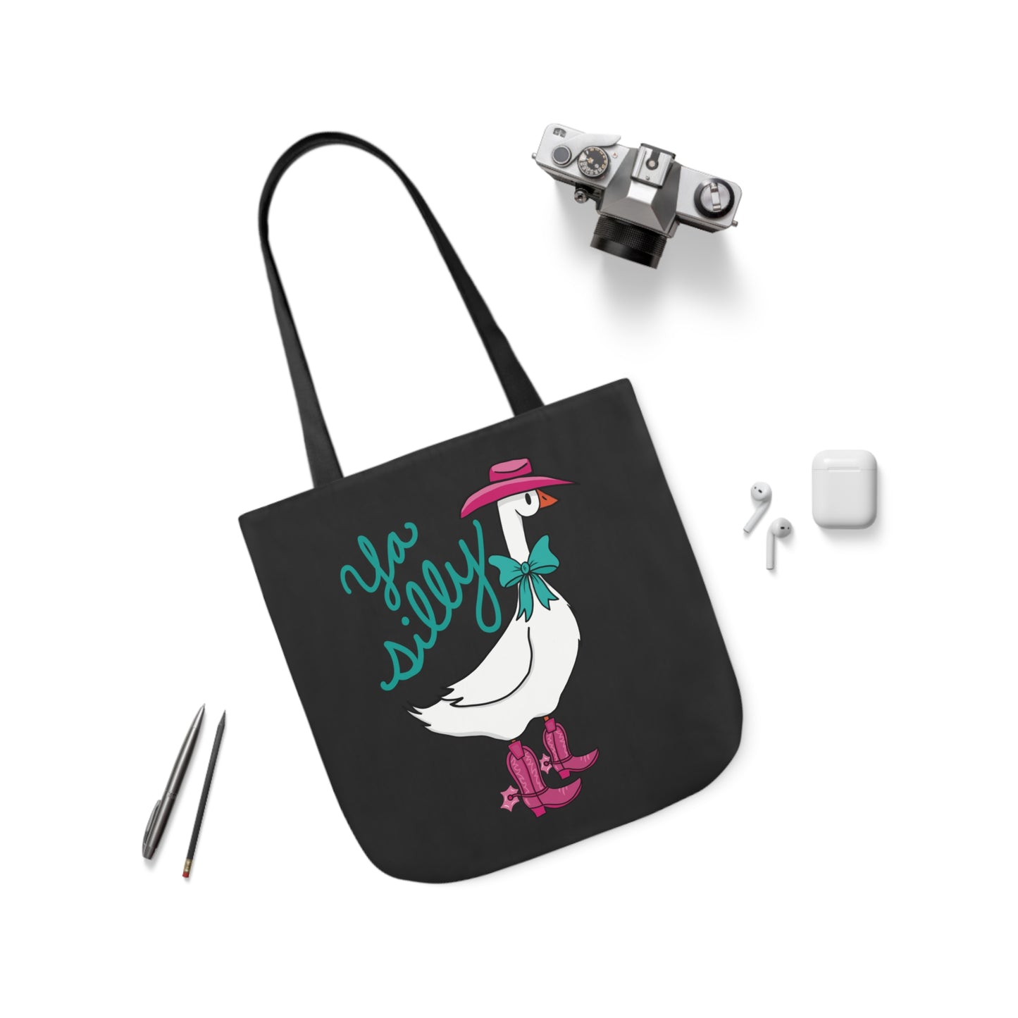 Ya Silly Goose Tote (black background) / This Goose Was Made for Walkin Tote Bag / Goose Tote Bag / Honk