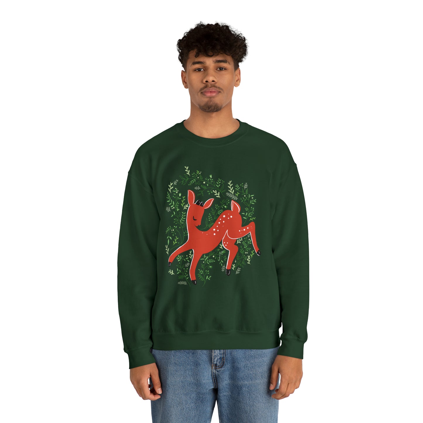 Prancer Reindeer Crewneck Sweater / Christmas Deer Sweater