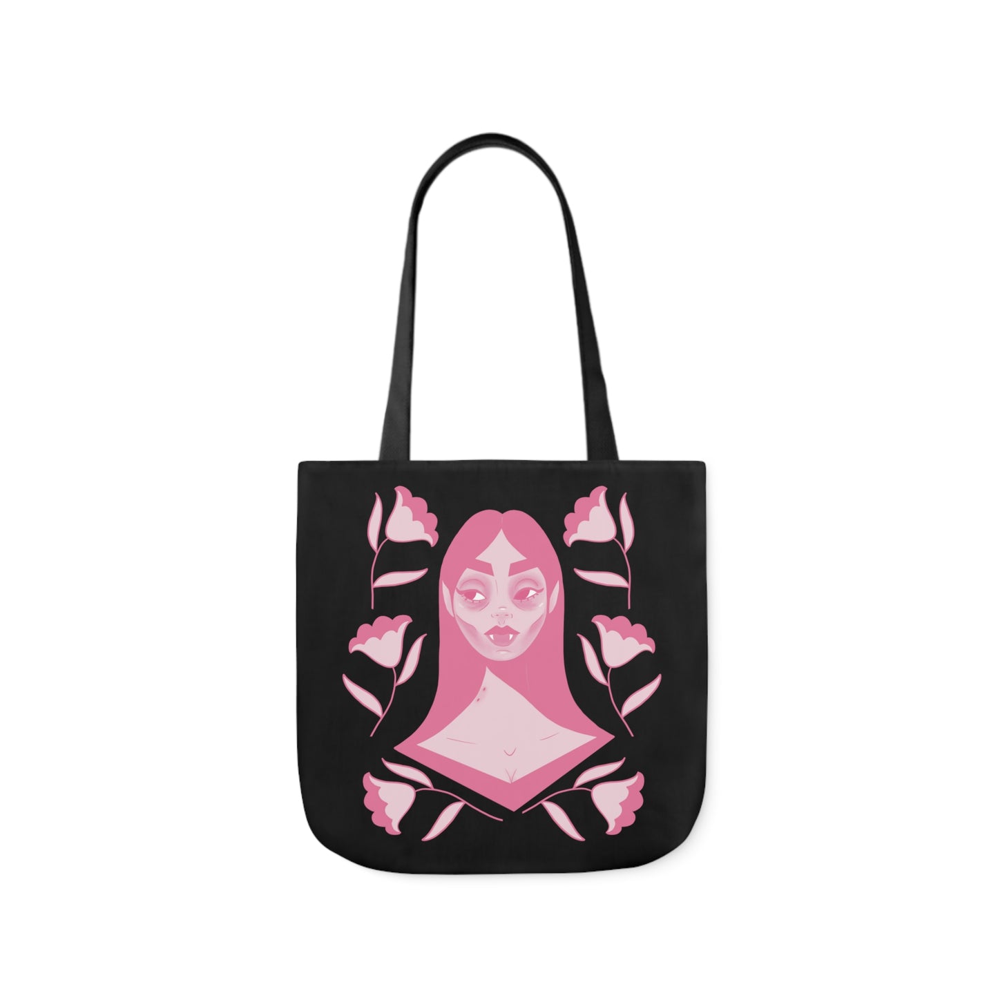 Bitten & Smitten Tote Bag / Pink Vamp Tote Bag / Pink Halloween Tote Bag / Polyester Canvas Tote Bag