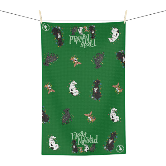 "Fleas Navidad" Kitchen Tea Towel / Christmas Home Decor / Feliz Navidad