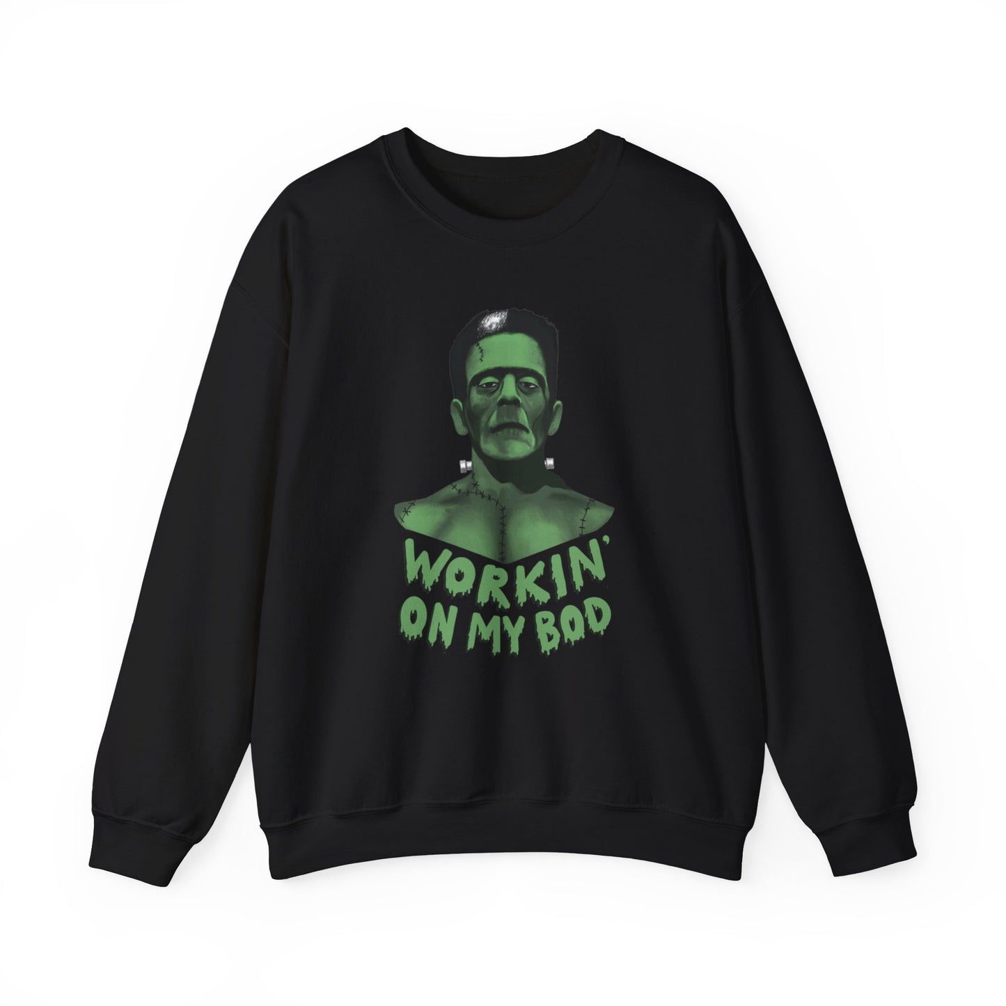 Frankie Crewneck Sweater / Workin' On My Bod Sweater / Halloween Sweaters / Frankenstein Sweatshirt