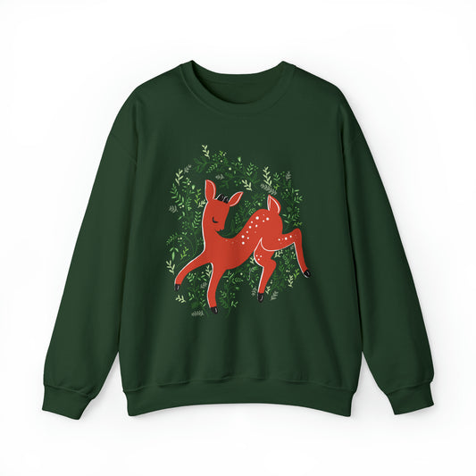 Prancer Reindeer Crewneck Sweater / Christmas Deer Sweater