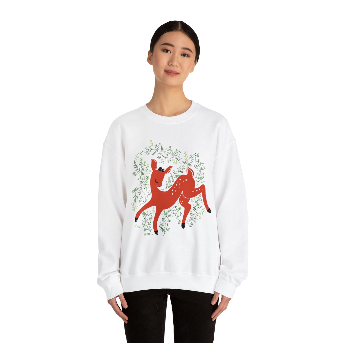 Prancer Reindeer Crewneck Sweater / Christmas Deer Sweater