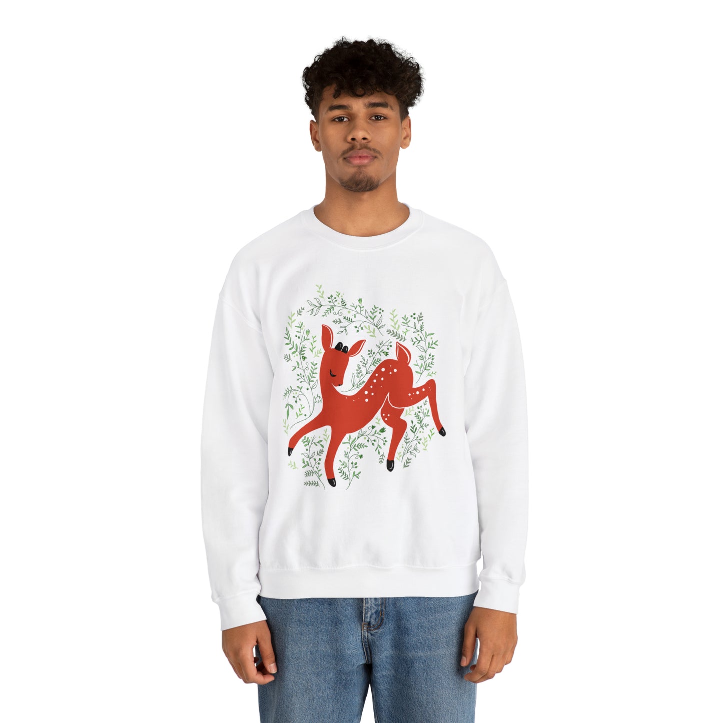 Prancer Reindeer Crewneck Sweater / Christmas Deer Sweater