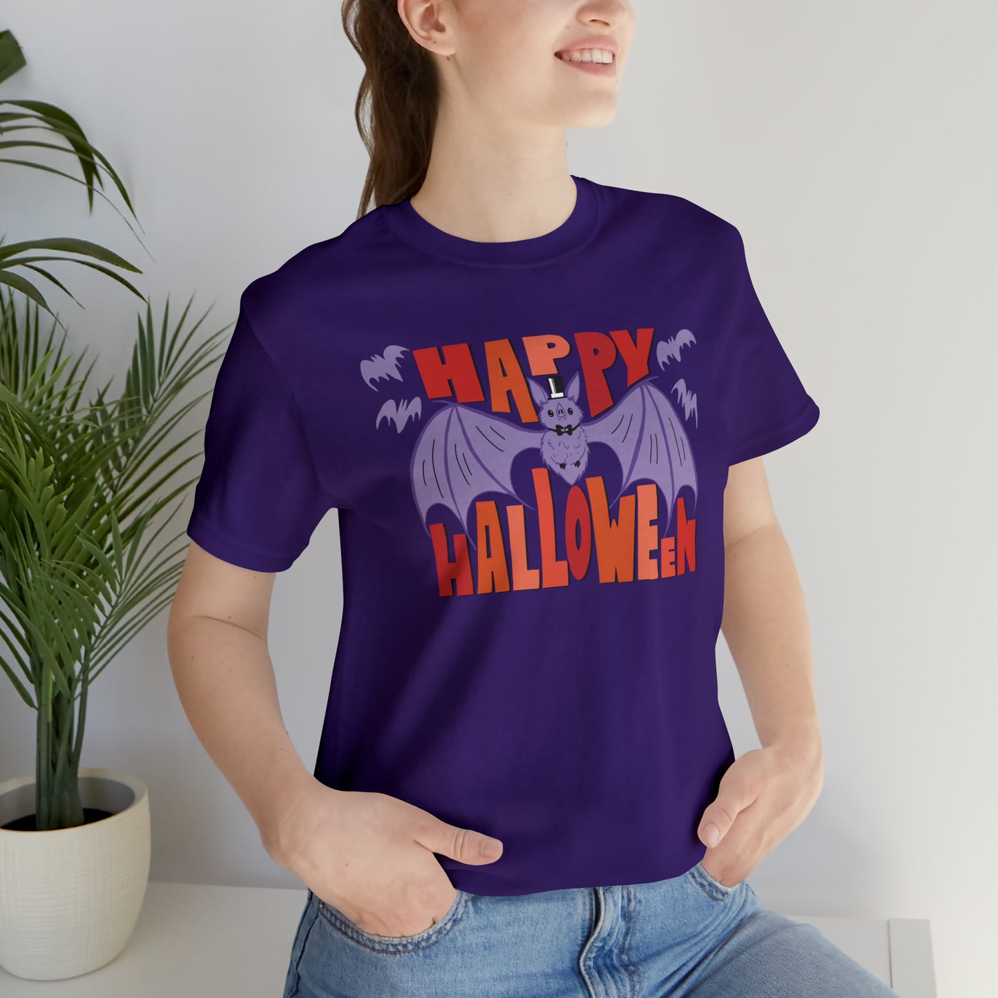 Purple Halloween Batty Shirt / "Happy Halloween" Shirt / Cute Halloween Shirt