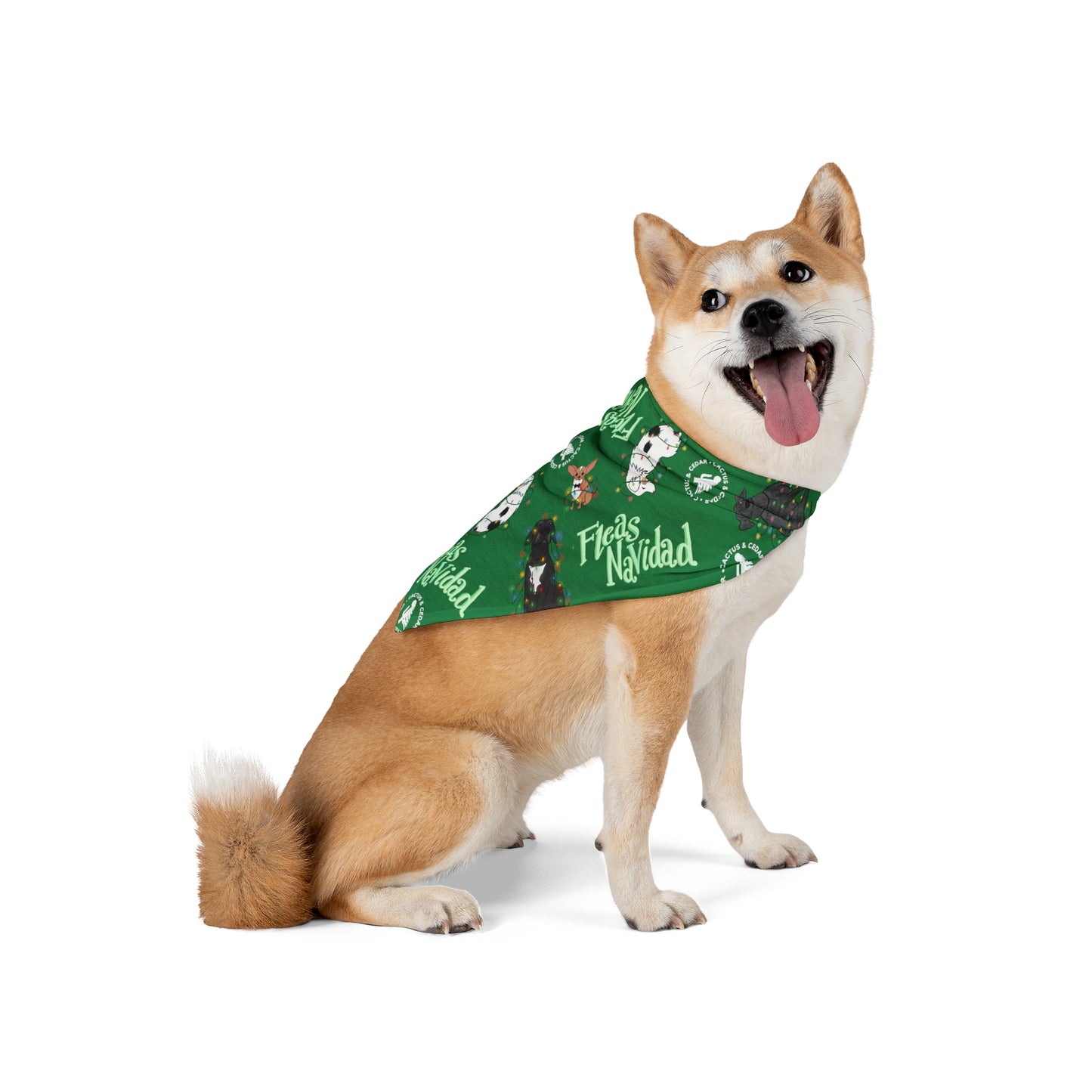 "Fleas Navidad" Dog Bandana / Two Sizes Available / Pet Bandana / Christmas Dog Scarf