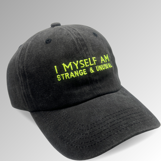 "I Myself Am Strange & Unusual" Hat / Horror Embroidered Hat / Beetlejuice Hat