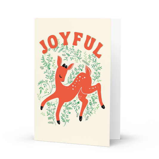 Joyful Reindeer Holiday Card (Cream) / Christmas Cards / Blank Christmas Card