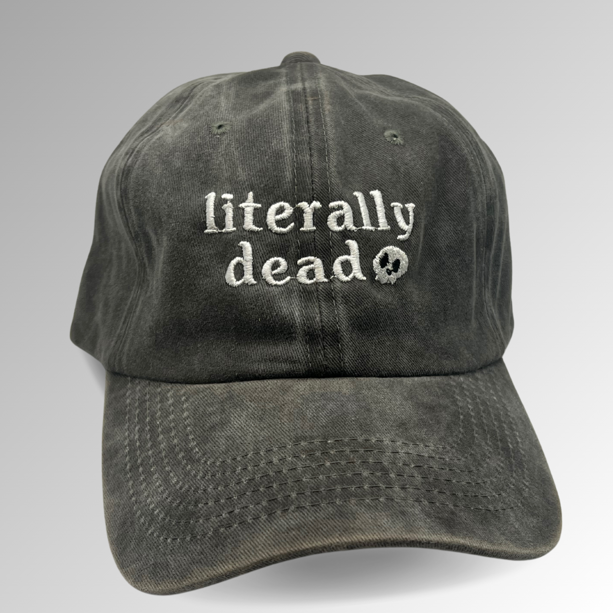 "Literally Dead" Hat / Skull hat / Halloween Embroidered Hat