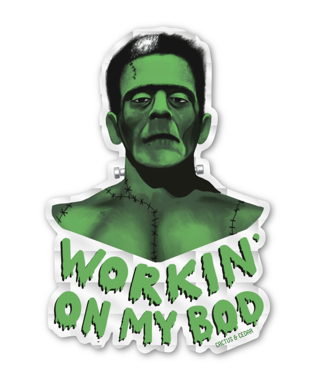 Frankie Sticker / Frankenstein Sticker / Metallic Sticker / Workin' On My Bod Sticker