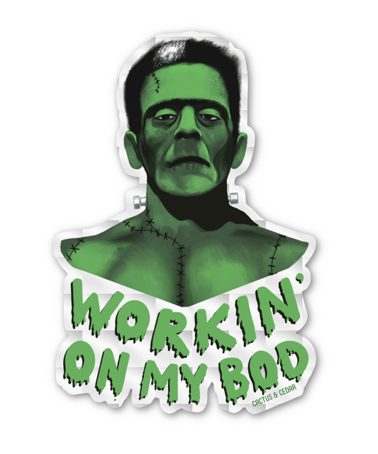 Frankie Sticker / Frankenstein Sticker / Metallic Sticker /  Workin' On My Bod Sticker