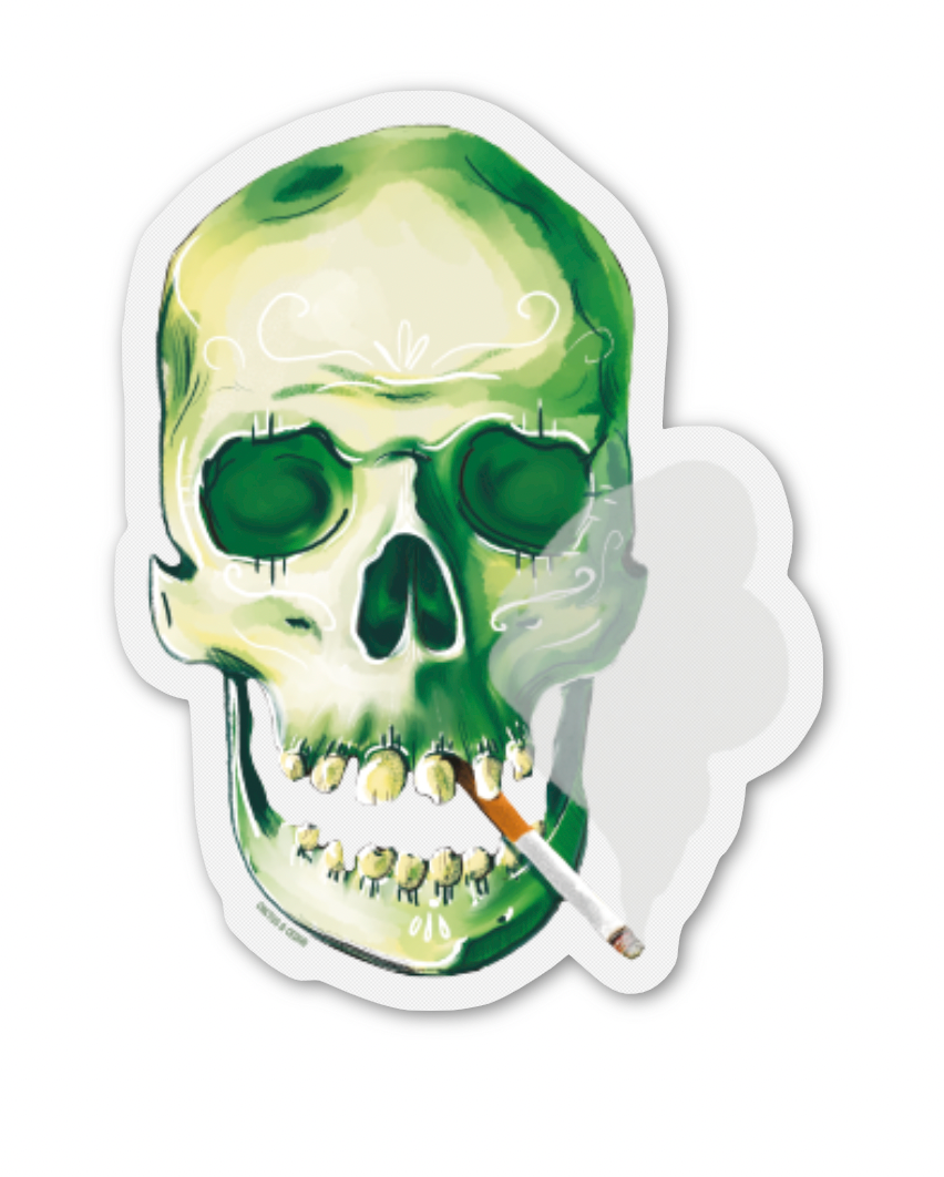 Smoking Skull Sticker / Halloween Stickers
