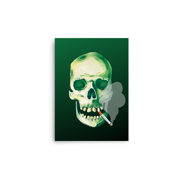 Smoking Skull Art Print / Halloween Art