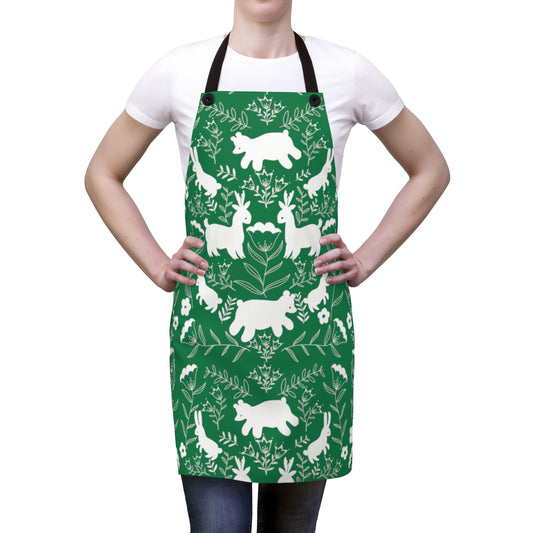 Christmas Critters Apron / GREEN