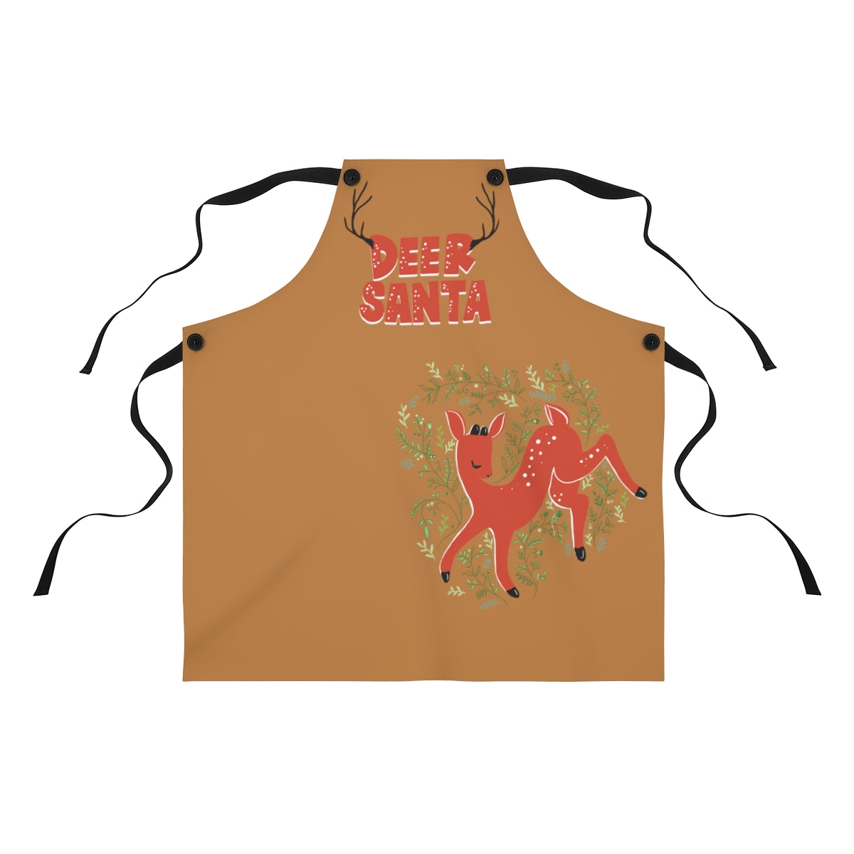 Deer Santa Kitchen Apron in Gingerbread (light brown)