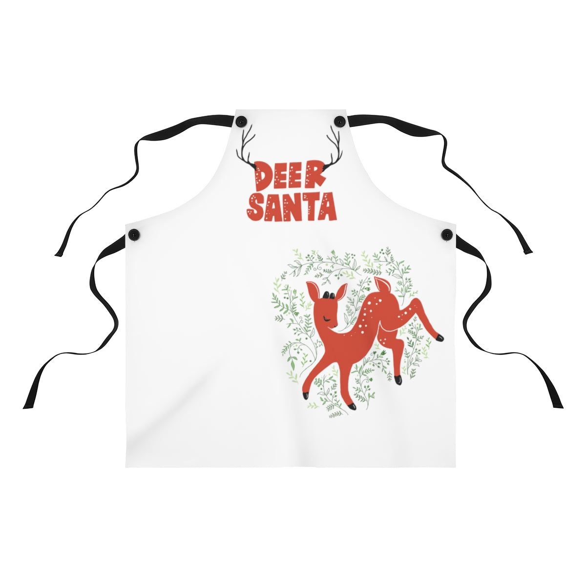 Deer Santa Kitchen Apron in Snow (white)