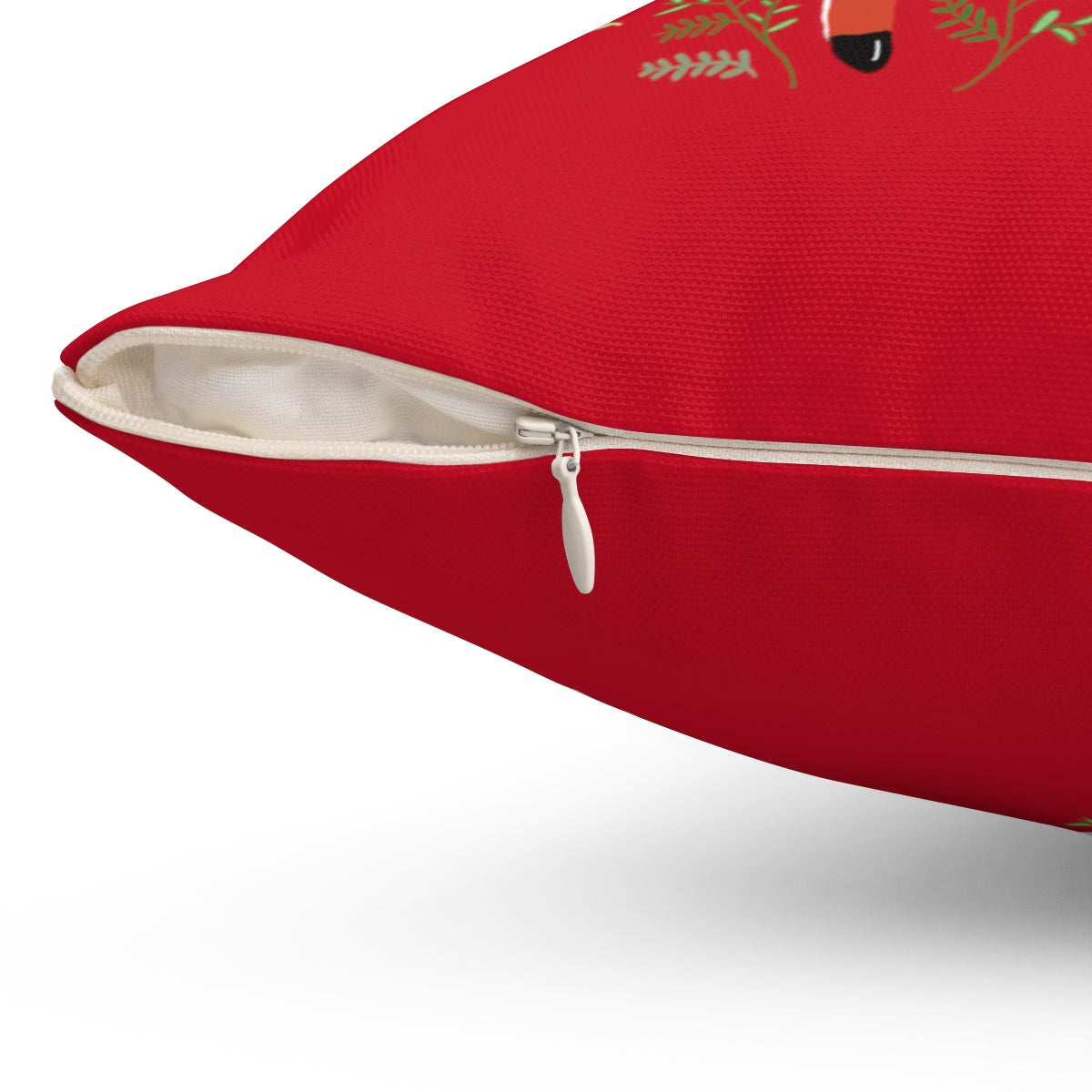 Deer Santa Polyester Square Pillow in Rudolph Red
