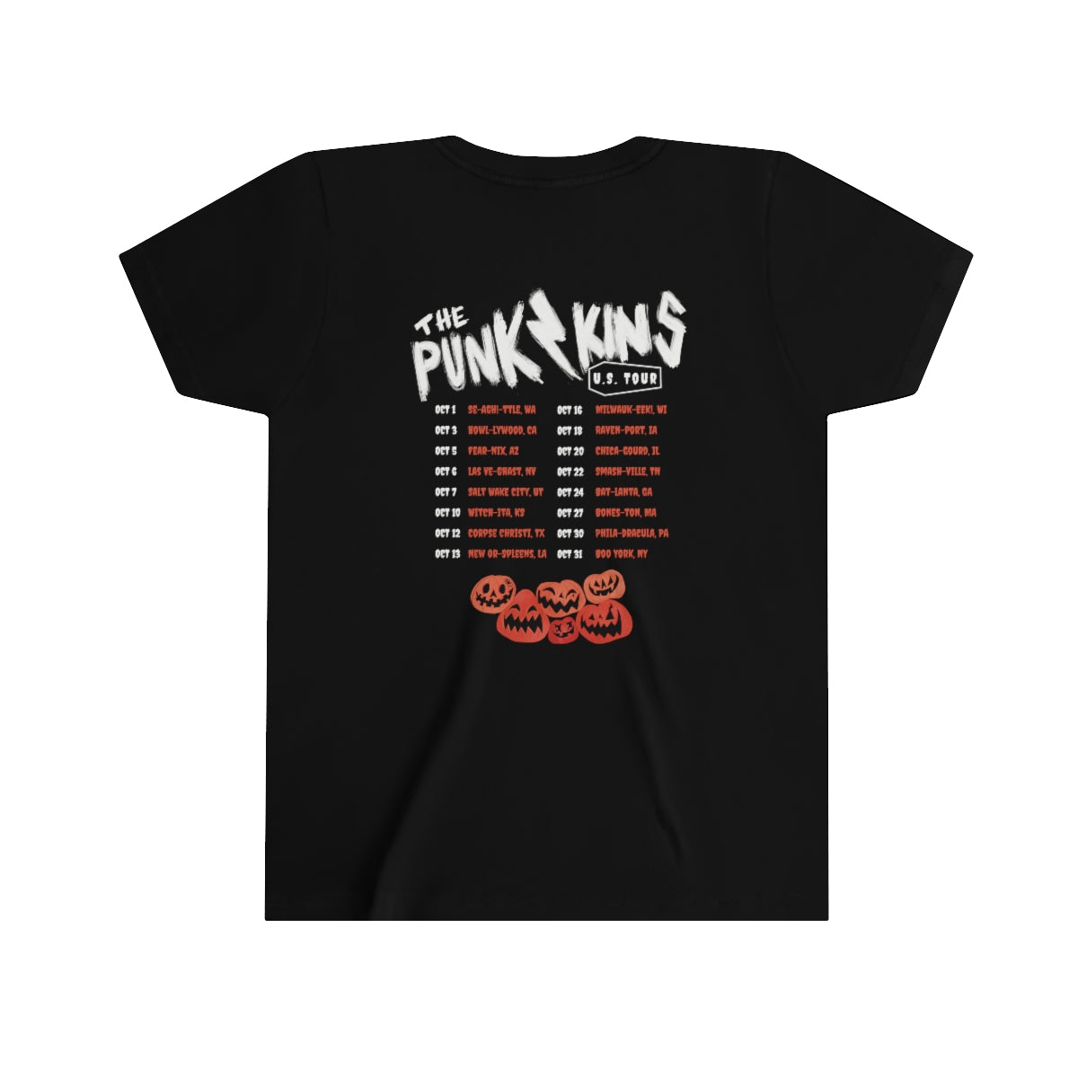 Youth Size Punk Kins Short Sleeve Tee / Kids Halloween Shirt / October Shirt / Kids Pumpkin Shirt / Punk Rock T-Shirt / Halloween Family Shirt