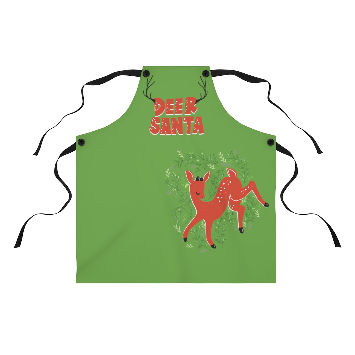 Deer Santa Kitchen Apron in Garland Green