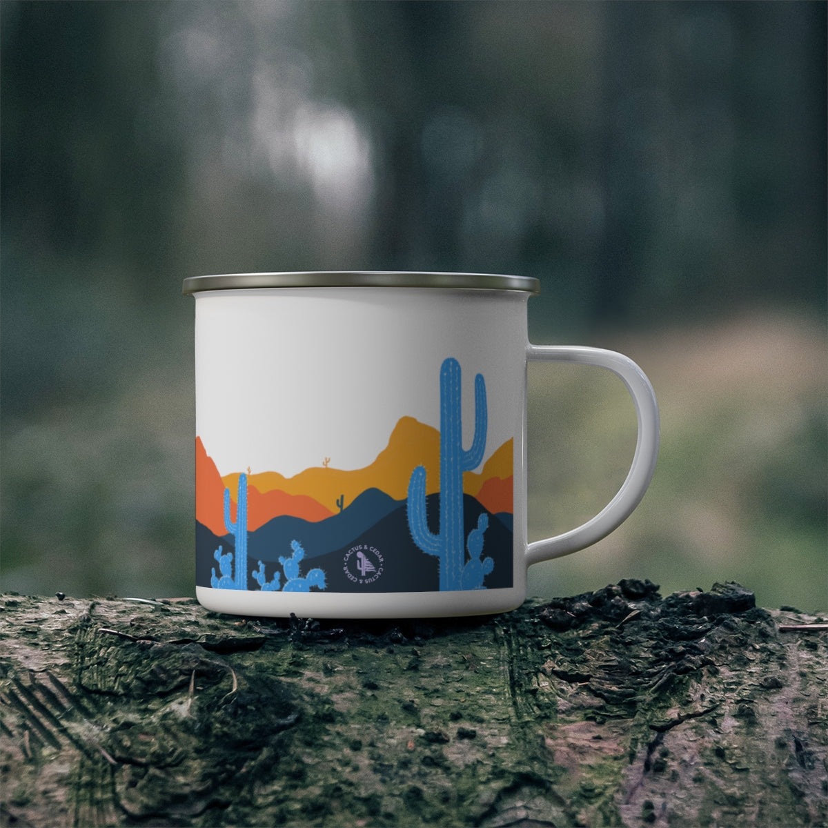 Cactus Mug / Cute Enamel Camping Mug / Arizona Sunset Camping Mug / 12 oz Mug / Happy Camper / Camping Essentials / Camping Gift Ideas