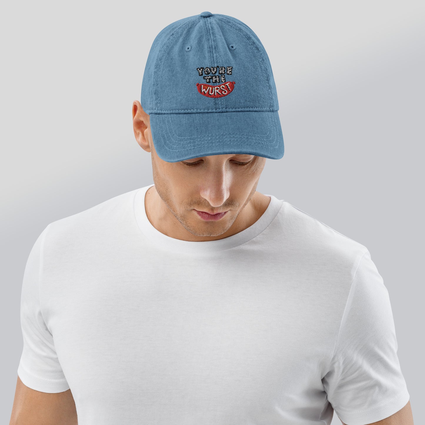 You're the Wurst Hat / Embroidered Denim Hat / Funny Dad Hat / Sausage Hat / Hot Dog Hat