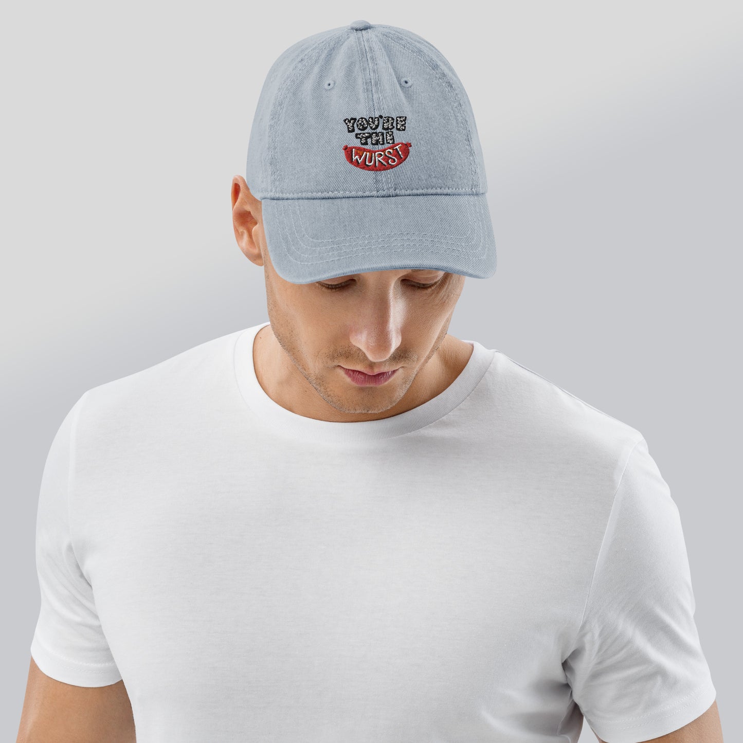 You're the Wurst Hat / Embroidered Denim Hat / Funny Dad Hat / Sausage Hat / Hot Dog Hat