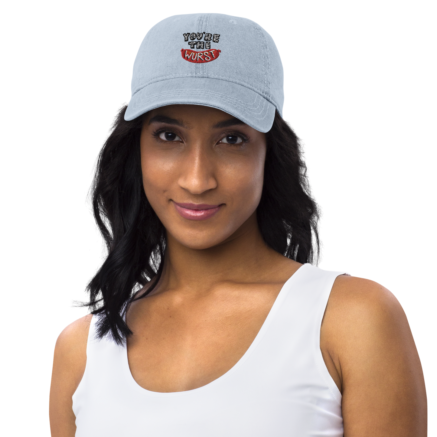 You're the Wurst Hat / Embroidered Denim Hat / Funny Dad Hat / Sausage Hat / Hot Dog Hat