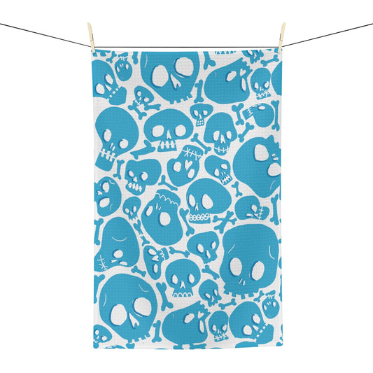 Blue Skull Towel / Halloween Kitchen Towel / Skeleton Decor / Halloween Dish Towel / Halloween Home Decor