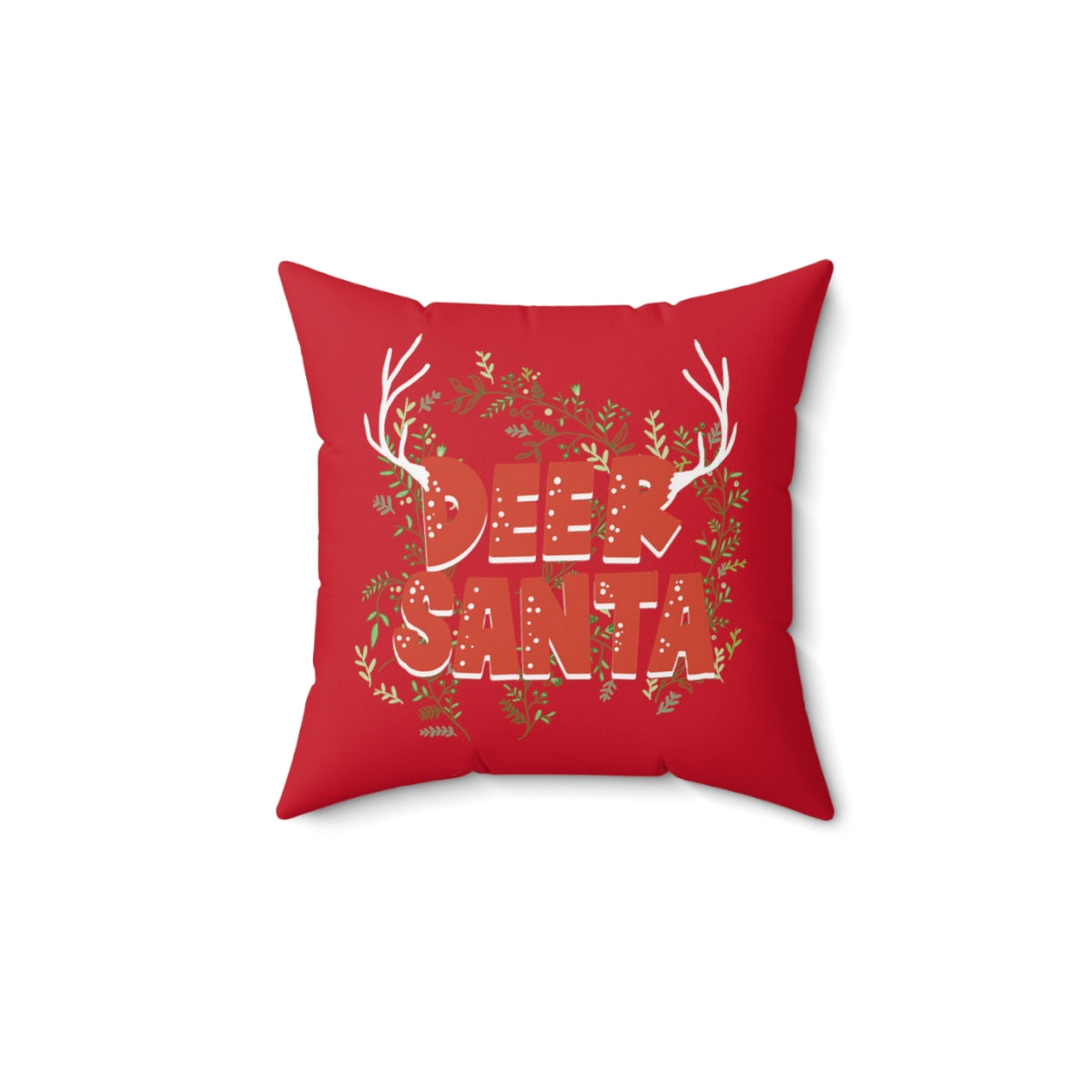 Deer Santa Polyester Square Pillow in Rudolph Red