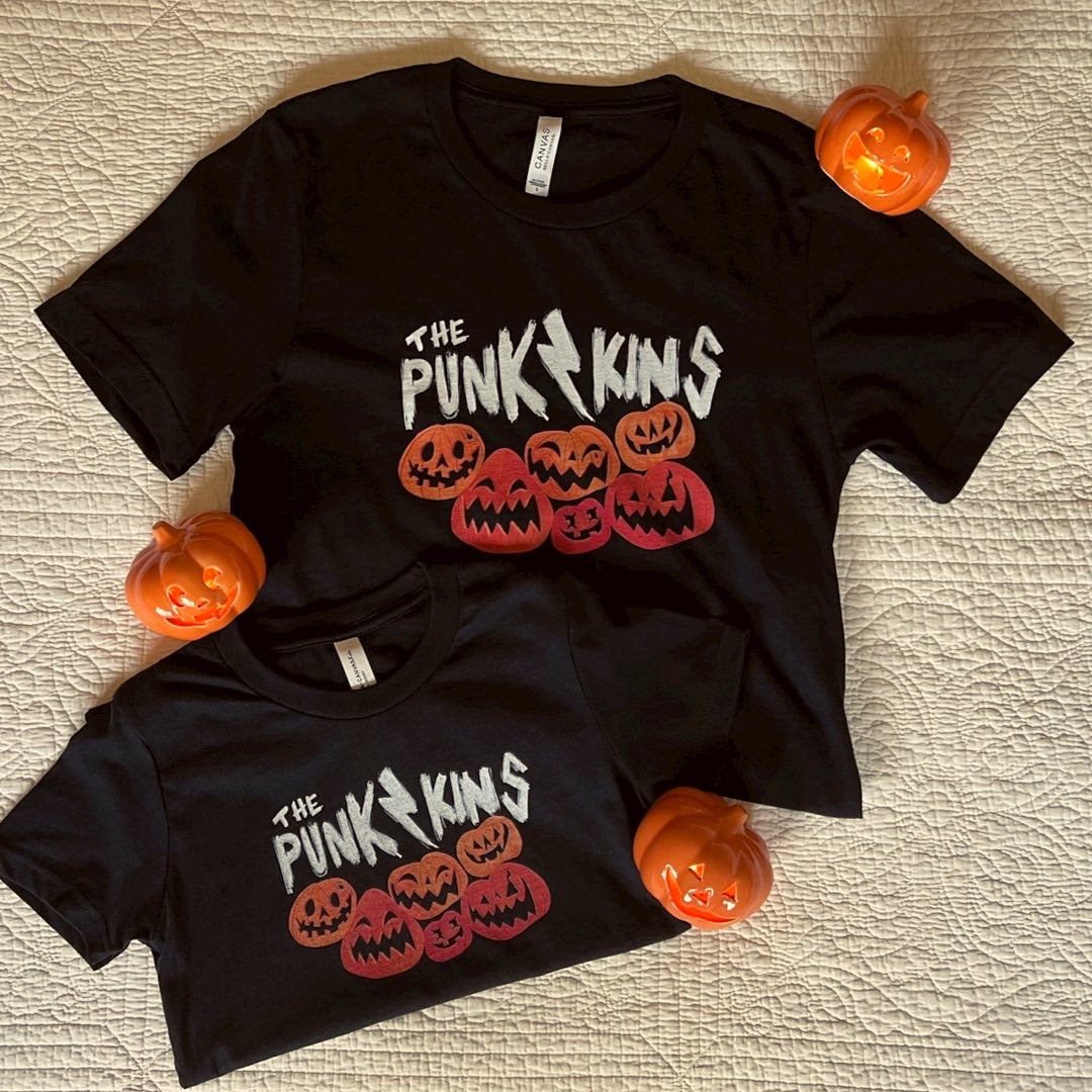 Youth Size Punk Kins Short Sleeve Tee / Kids Halloween Shirt / October Shirt / Kids Pumpkin Shirt / Punk Rock T-Shirt / Halloween Family Shirt