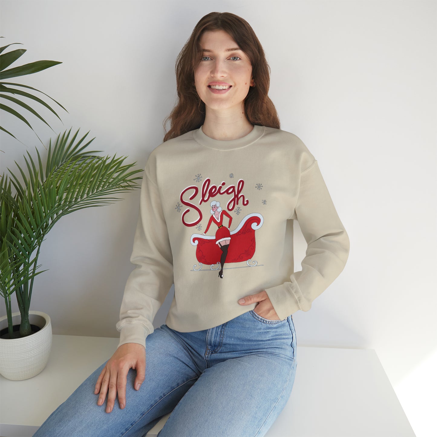 "Sleigh" Crewneck Sweater / Mrs. Claus Christmas Sweater / Slay Sweater