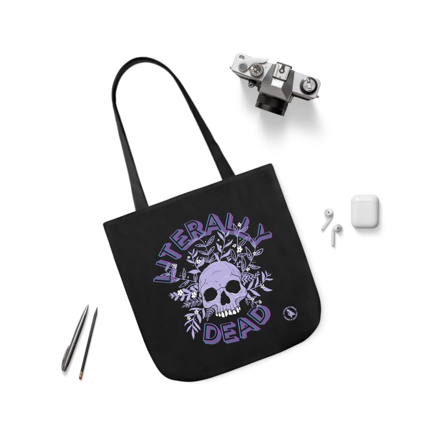 Literally Dead Tote Bag in Lavender / Halloween Tote Bag