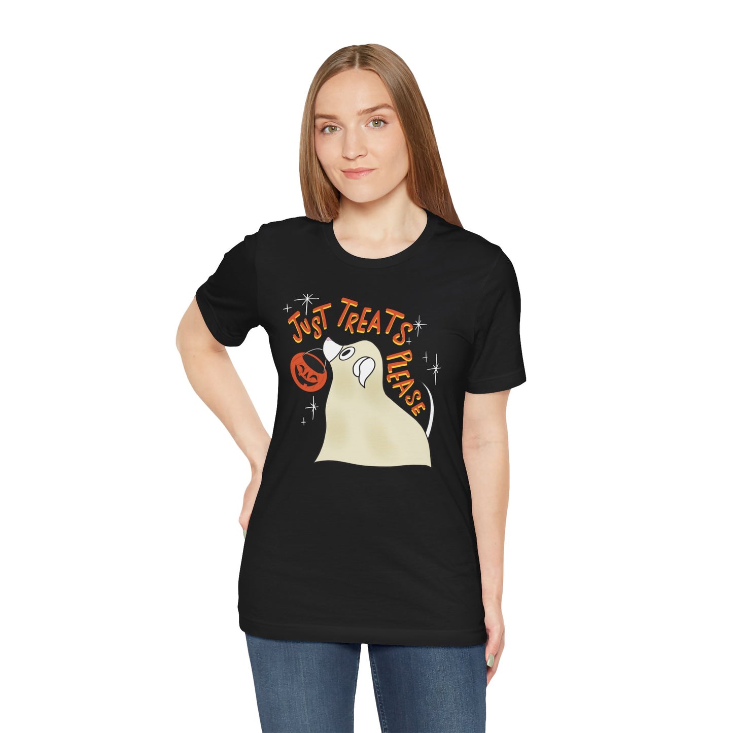 Just Treats Please! T-Shirt / Ghost Dog Shirt / Halloween T-Shirts