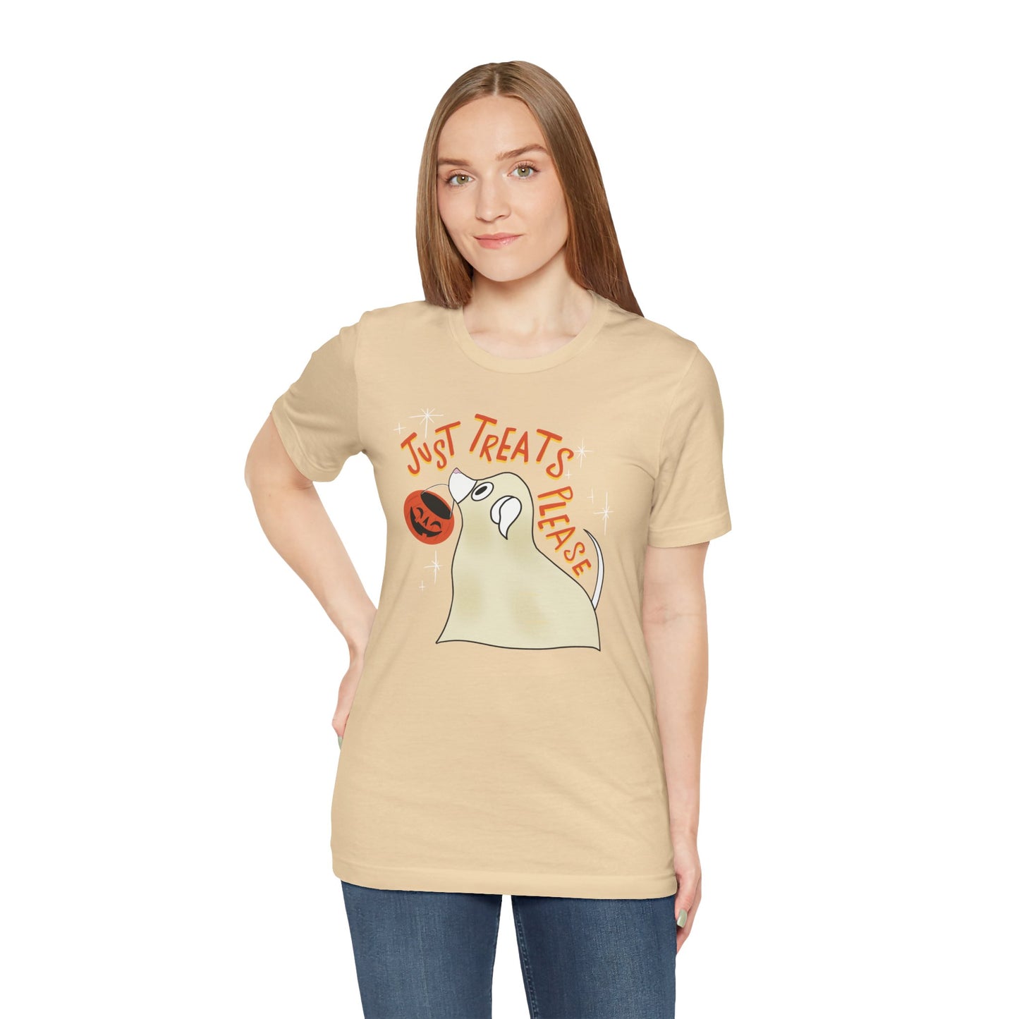 Just Treats Please! T-Shirt / Ghost Dog Shirt / Halloween T-Shirts