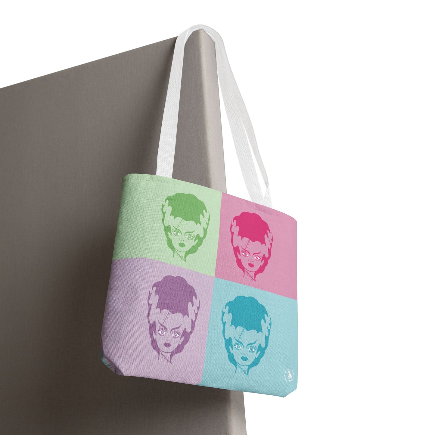 Technicolor Bride of Frankenstein Tote Bag / Horror Art Accessories / Pop Art Tote