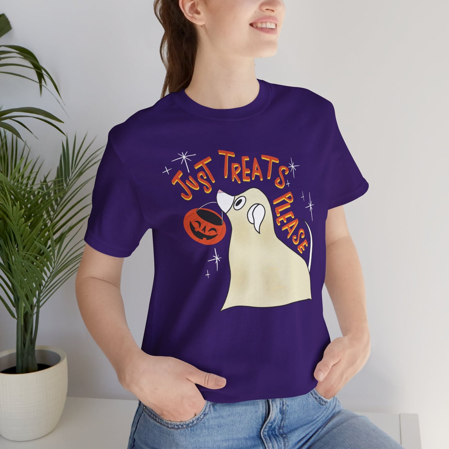 Just Treats Please! T-Shirt / Ghost Dog Shirt / Halloween T-Shirts