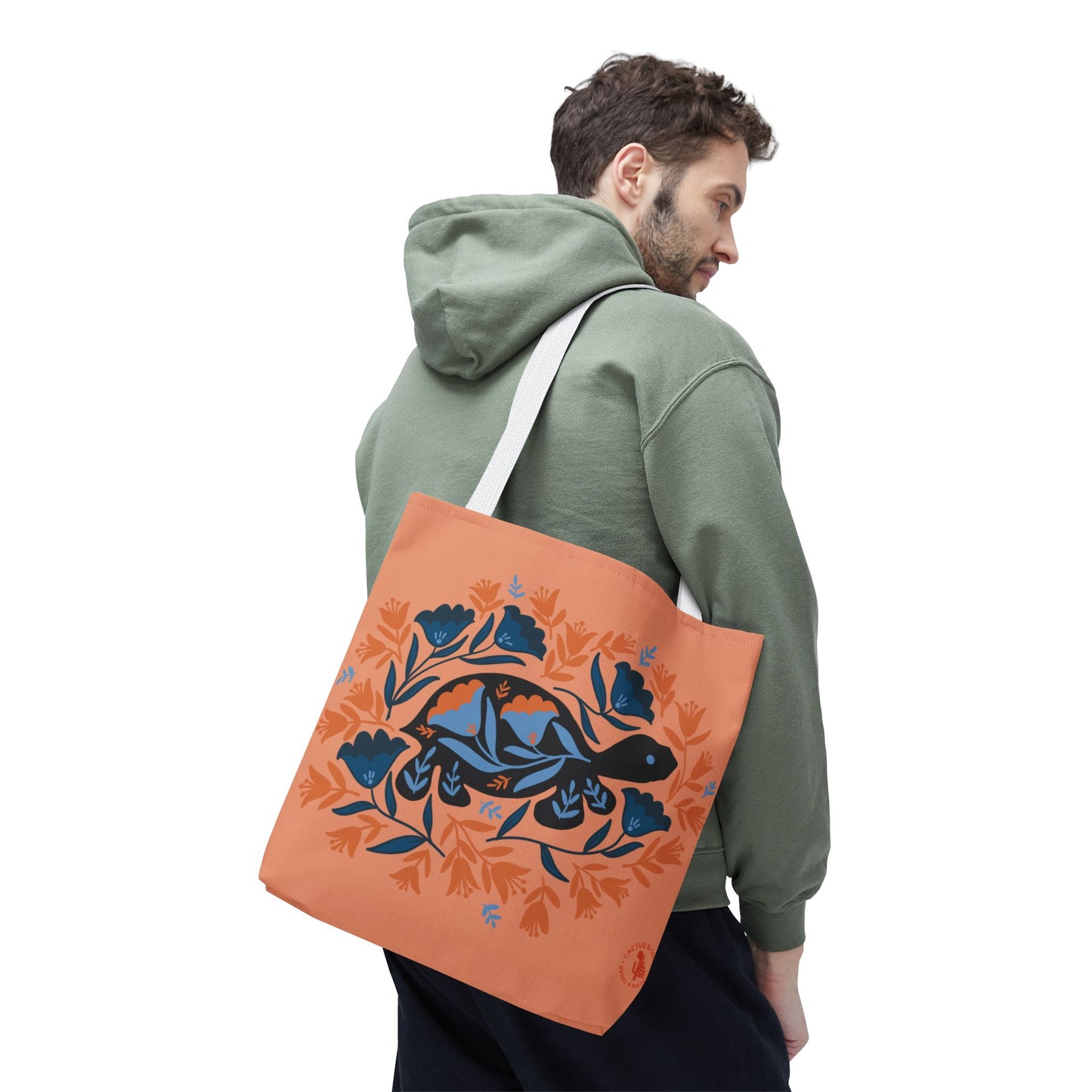 Desert Tortoise Tote Bag / Floral Turtle Tote Bag