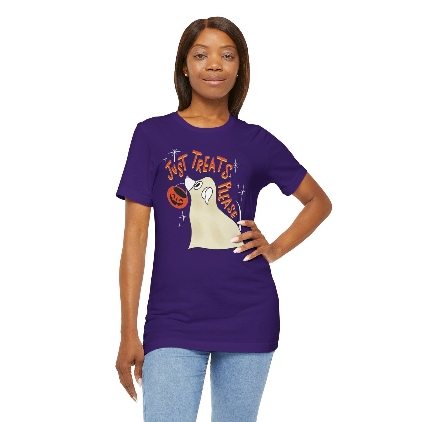 Just Treats Please! T-Shirt / Ghost Dog Shirt / Halloween T-Shirts