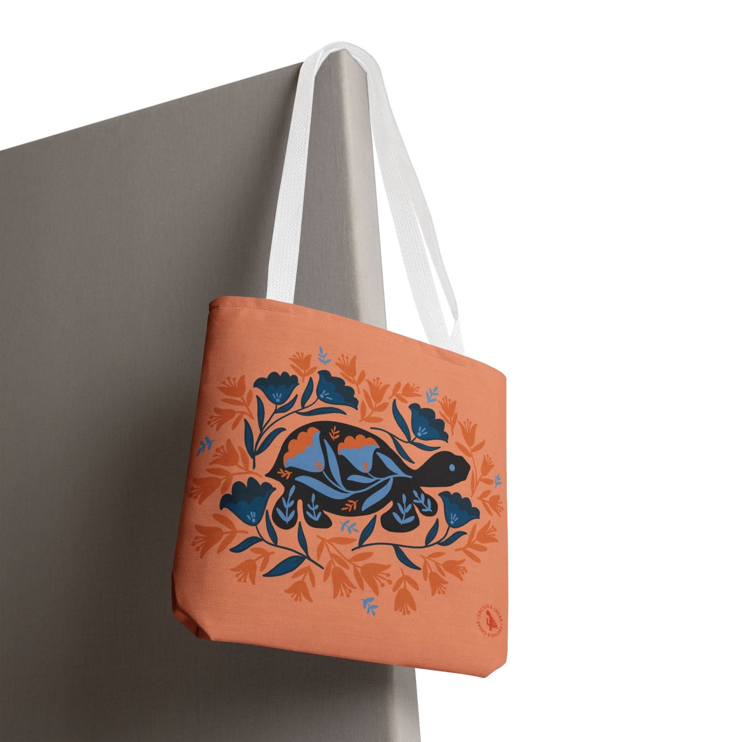 Desert Tortoise Tote Bag / Floral Turtle Tote Bag