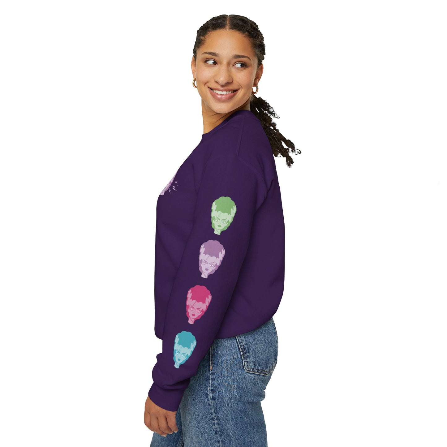 Technicolor Bride of Frankenstein Sweater / Halloween Crewneck Sweater