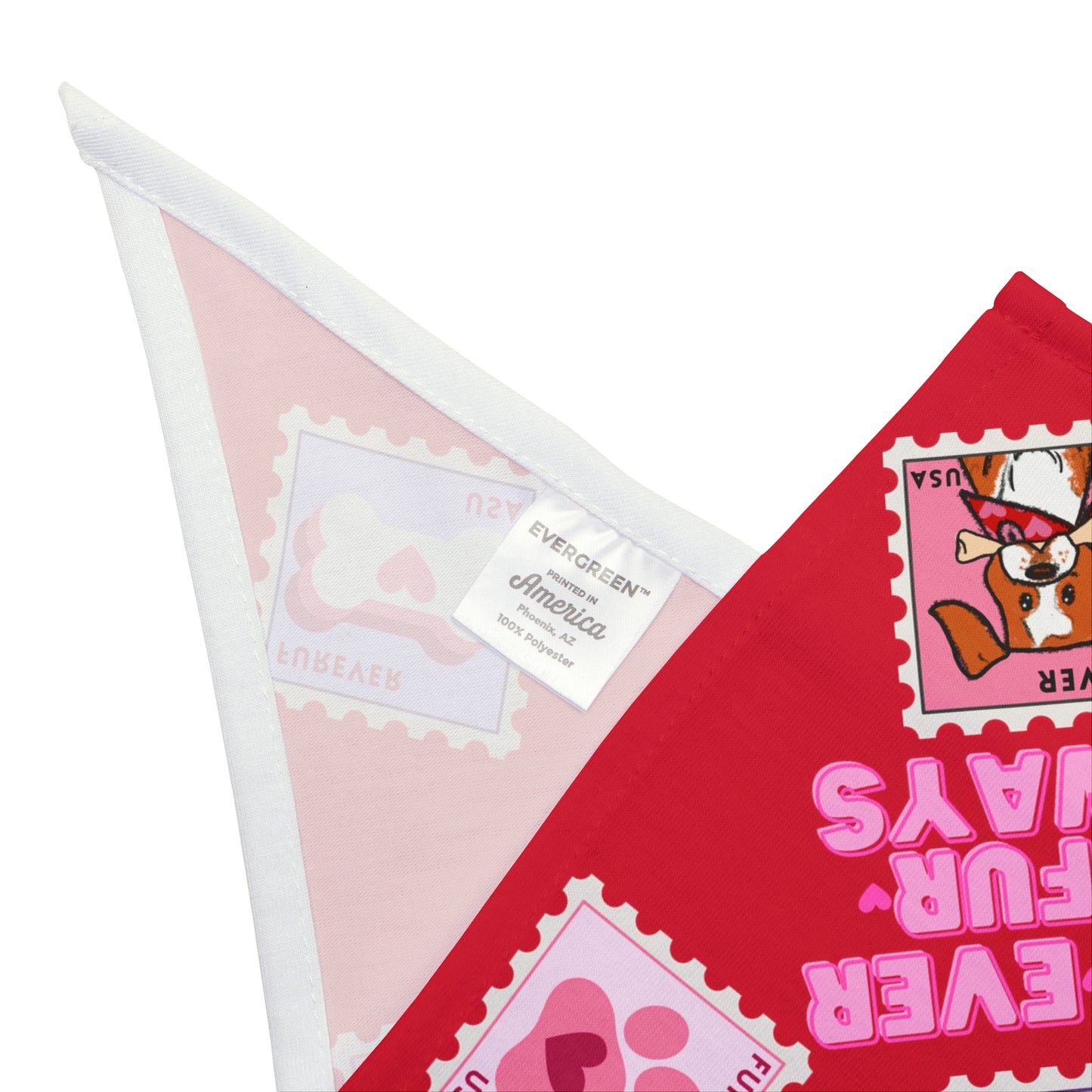 Valentine's Day Dog Bandana / Two Sizes Available / Pet Bandana / Always & Furever / Dog Valentine Stamp